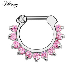 Δαχτυλίδι μύτης από ανοξείδωτο ατσάλι 1 τμχ Real Septum Clickers Nose Nariz Piercings Κρυστάλλινα σκουλαρίκια κρεμάστρα μύτης Sexy body Jewelry Piercings