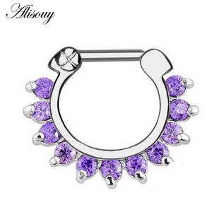 Δαχτυλίδι μύτης από ανοξείδωτο ατσάλι 1 τμχ Real Septum Clickers Nose Nariz Piercings Κρυστάλλινα σκουλαρίκια κρεμάστρα μύτης Sexy body Jewelry Piercings