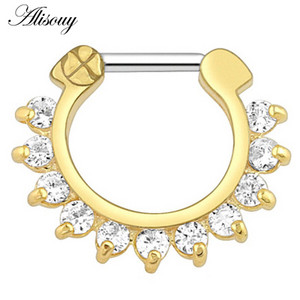 Δαχτυλίδι μύτης από ανοξείδωτο ατσάλι 1 τμχ Real Septum Clickers Nose Nariz Piercings Κρυστάλλινα σκουλαρίκια κρεμάστρα μύτης Sexy body Jewelry Piercings