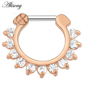 Δαχτυλίδι μύτης από ανοξείδωτο ατσάλι 1 τμχ Real Septum Clickers Nose Nariz Piercings Κρυστάλλινα σκουλαρίκια κρεμάστρα μύτης Sexy body Jewelry Piercings