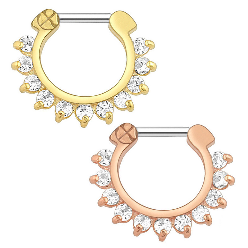 Δαχτυλίδι μύτης από ανοξείδωτο ατσάλι 1 τμχ Real Septum Clickers Nose Nariz Piercings Κρυστάλλινα σκουλαρίκια κρεμάστρα μύτης Sexy body Jewelry Piercings