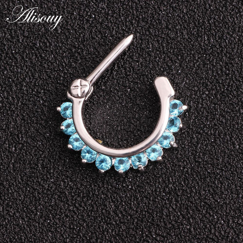 Δαχτυλίδι μύτης από ανοξείδωτο ατσάλι 1 τμχ Real Septum Clickers Nose Nariz Piercings Κρυστάλλινα σκουλαρίκια κρεμάστρα μύτης Sexy body Jewelry Piercings