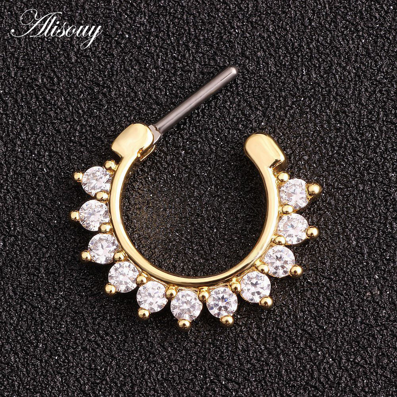 Δαχτυλίδι μύτης από ανοξείδωτο ατσάλι 1 τμχ Real Septum Clickers Nose Nariz Piercings Κρυστάλλινα σκουλαρίκια κρεμάστρα μύτης Sexy body Jewelry Piercings