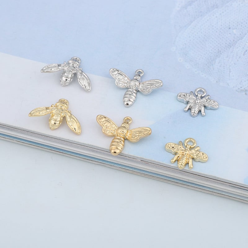 5 buc. Brelocuri pentru cercei cu albine europene, din aliaj de aur, bricolaj, pandantiv cu animale, colier, brăţară, bijuterii, accesorii C268