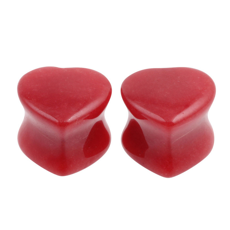 2 buc. dopuri de piatră de inimă și tuneluri dopuri pentru urechi, tuneluri, pentru cercei, dopuri pentru urechi, tuneluri, calibre, inele pentru urechi, bijuterii pentru piercing pentru corp.