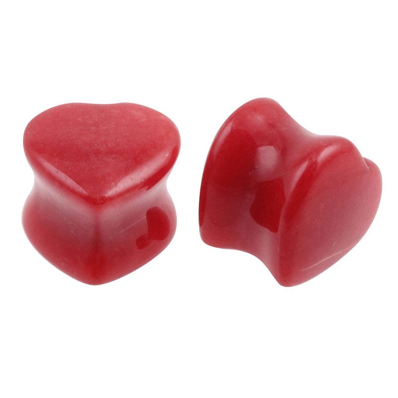 2 buc. dopuri de piatră de inimă și tuneluri dopuri pentru urechi, tuneluri, pentru cercei, dopuri pentru urechi, tuneluri, calibre, inele pentru urechi, bijuterii pentru piercing pentru corp.