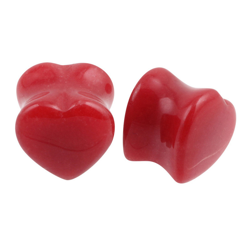 2 buc. dopuri de piatră de inimă și tuneluri dopuri pentru urechi, tuneluri, pentru cercei, dopuri pentru urechi, tuneluri, calibre, inele pentru urechi, bijuterii pentru piercing pentru corp.