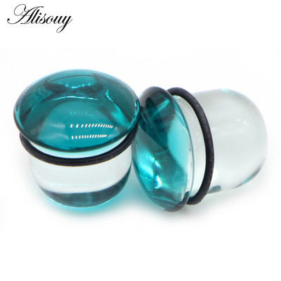 Alisouy 2 buc. 6-25 mm Sticlă Extensor pentru urechi, dopuri pentru șaua urechii, un singur evazat, tunel, cercei Helix, piercing pentru corp, bijuterii