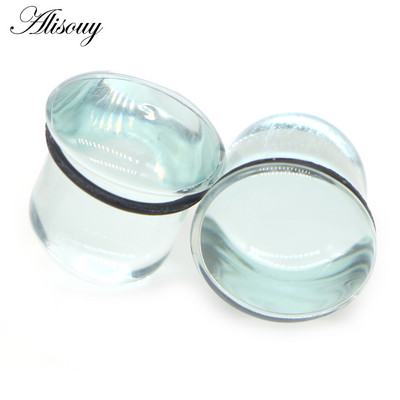 Alisouy 2 buc. 6-25 mm Sticlă Extensor pentru urechi, dopuri pentru șaua urechii, un singur evazat, tunel, cercei Helix, piercing pentru corp, bijuterii