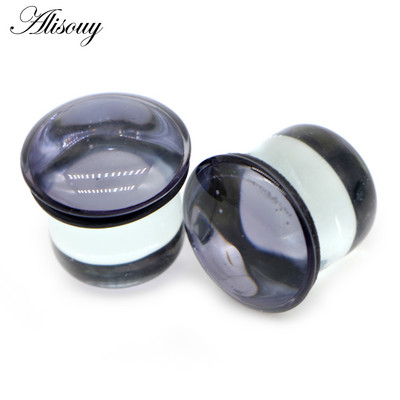 Alisouy 2 buc. 6-25 mm Sticlă Extensor pentru urechi, dopuri pentru șaua urechii, un singur evazat, tunel, cercei Helix, piercing pentru corp, bijuterii