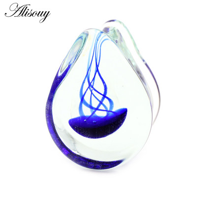 Alisouy 1 bucă transparentă picătură de apă din sticlă pentru urechi de meduze, tuneluri, dopuri, targă, expandare, cercei, piercing, bijuterii pentru corp