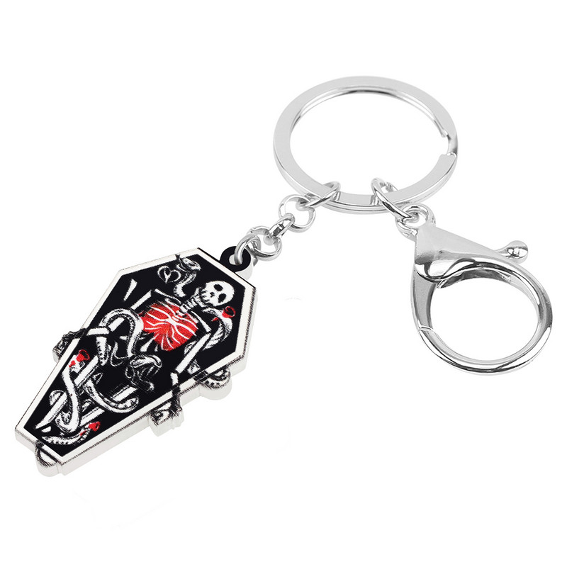 Bonsny Halloween Acrilic Horror Smile Craniu Sicri Brelocuri Trendy Poșetă Geantă Breloc Inel Bijuterii Pentru Femei Fete Breloc Cadou