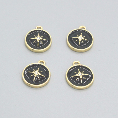 5 bucăți geometrice rotunde email hexagramă cercei farmec negru alb stea brățară colier pandantive accesoriu bricolaj farmec bijuterii face