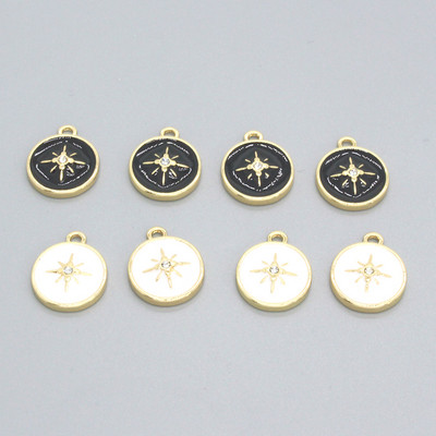 5 bucăți geometrice rotunde email hexagramă cercei farmec negru alb stea brățară colier pandantive accesoriu bricolaj farmec bijuterii face