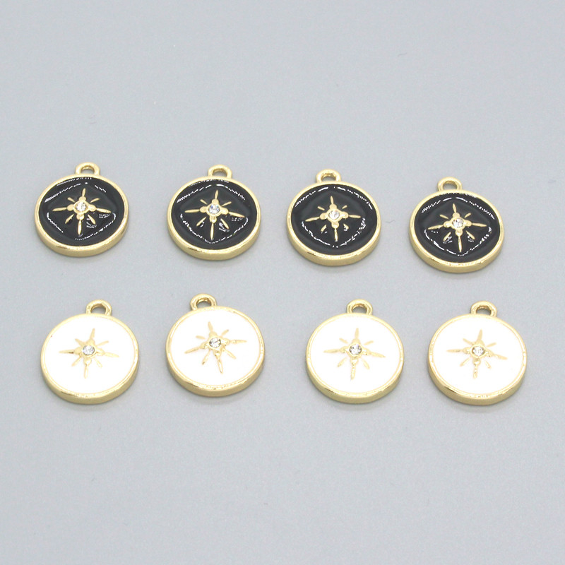 5 bucăți geometrice rotunde email hexagramă cercei farmec negru alb stea brățară colier pandantive accesoriu bricolaj farmec bijuterii face