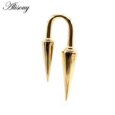 Alisouy 1PC Nit din oțel inoxidabil Vârf conic Cârlig pentru greutăți pentru ureche, Extensor greu, dopuri pentru targă, calibre, cercei, bijuterii pentru piercing pentru corp