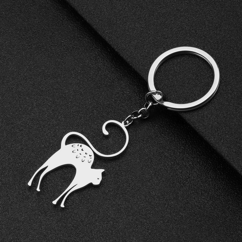 NEWEI rozsdamentes acél aranyozott macska kulcstartók fém tartó zsinór Kawaii kisállat ékszerek női varázslatok kiegészítők