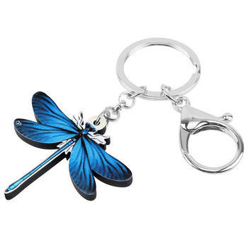 Newei Acrylic Blue Dragonfly Keychains Big Insect Animal Keyring Jewelry for Women Kids Girlfriends Ανοιξιάτικο μοντέρνο αξεσουάρ δώρου