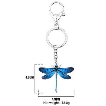 Newei Acrylic Blue Dragonfly Keychains Big Insect Animal Keyring Jewelry for Women Kids Girlfriends Ανοιξιάτικο μοντέρνο αξεσουάρ δώρου