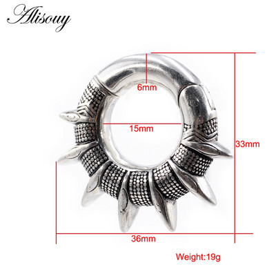 Alisouy 1 buc din oțel inoxidabil Spike Con Greutăți magnetice pentru urechi, expansoare grele, dopuri pentru targă, calibre, cercei, bijuterii pentru piercing pentru corp