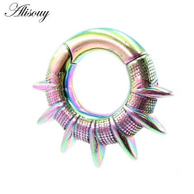 Alisouy 1 buc din oțel inoxidabil Spike Con Greutăți magnetice pentru urechi, expansoare grele, dopuri pentru targă, calibre, cercei, bijuterii pentru piercing pentru corp