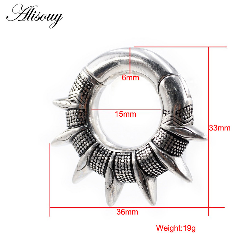 Alisouy 1 buc din oțel inoxidabil Spike Con Greutăți magnetice pentru urechi, expansoare grele, dopuri pentru targă, calibre, cercei, bijuterii pentru piercing pentru corp