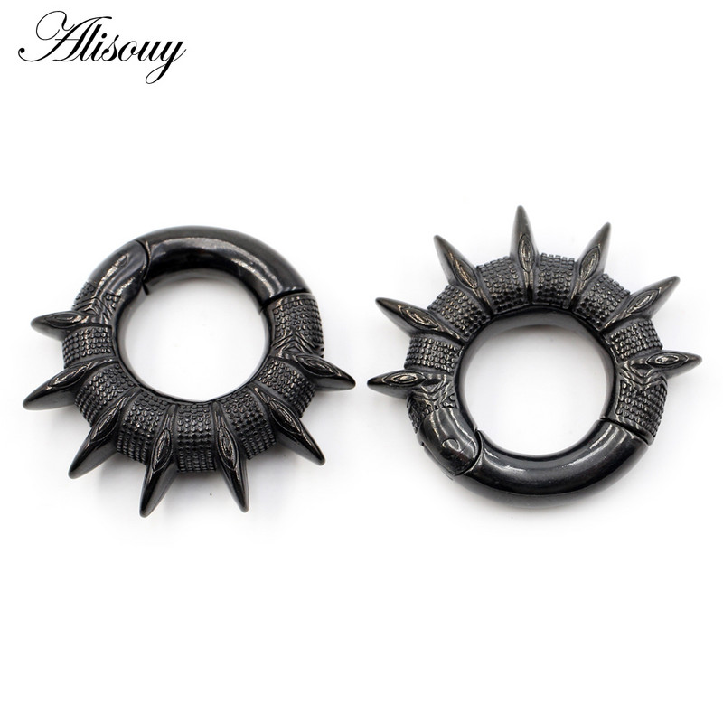 Alisouy 1 buc din oțel inoxidabil Spike Con Greutăți magnetice pentru urechi, expansoare grele, dopuri pentru targă, calibre, cercei, bijuterii pentru piercing pentru corp