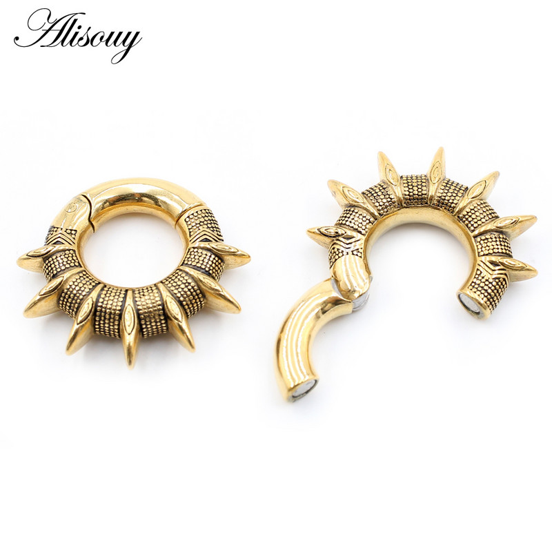 Alisouy 1 buc din oțel inoxidabil Spike Con Greutăți magnetice pentru urechi, expansoare grele, dopuri pentru targă, calibre, cercei, bijuterii pentru piercing pentru corp