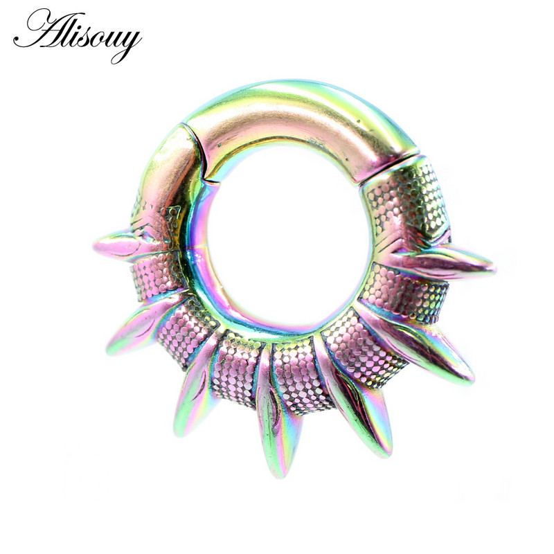 Alisouy 1 buc din oțel inoxidabil Spike Con Greutăți magnetice pentru urechi, expansoare grele, dopuri pentru targă, calibre, cercei, bijuterii pentru piercing pentru corp