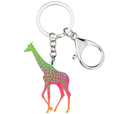 Bonsny Acrilic Noutate Girafă Colorată Breloc Breloc Inele Bijuterii Animale Desene Animate Pentru Femei Fete Geanta Mașină Poșeta Bijoux