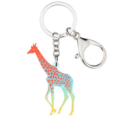 Bonsny Acrilic Noutate Girafă Colorată Breloc Breloc Inele Bijuterii Animale Desene Animate Pentru Femei Fete Geanta Mașină Poșeta Bijoux