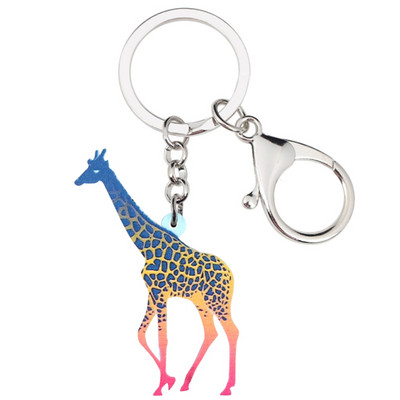 Bonsny Acrilic Noutate Girafă Colorată Breloc Breloc Inele Bijuterii Animale Desene Animate Pentru Femei Fete Geanta Mașină Poșeta Bijoux