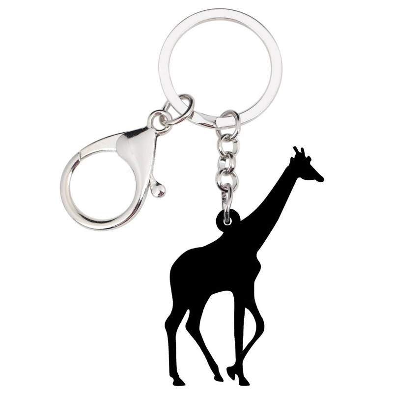 Bonsny Acrilic Noutate Girafă Colorată Breloc Breloc Inele Bijuterii Animale Desene Animate Pentru Femei Fete Geanta Mașină Poșeta Bijoux