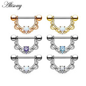 Alisouy 316L Oțel Chirurgical Zircon Opal Fată Sexy Mamelon Inel Bijuterii Corp Mamelon Barbell Body Piercing Bijuterii Bar Femei