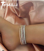 TOPGRILLZ gleznă pentru femei 3mm rând tenis cubic zirconiu gleznă choker hip hop bijuterii farmec de modă pentru cadou poate reglabil