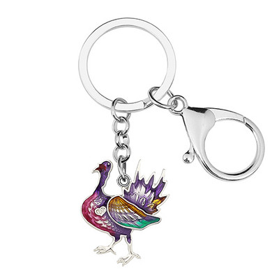 Bonsny Ziua Recunostintei din aliaj de email Floral Curcan Pui Breloc Inel Breloc Animal Cadouri unice Bijuterii pentru femei Brelocuri