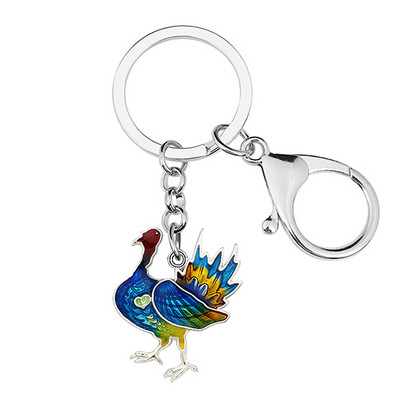 Bonsny Ziua Recunostintei din aliaj de email Floral Curcan Pui Breloc Inel Breloc Animal Cadouri unice Bijuterii pentru femei Brelocuri