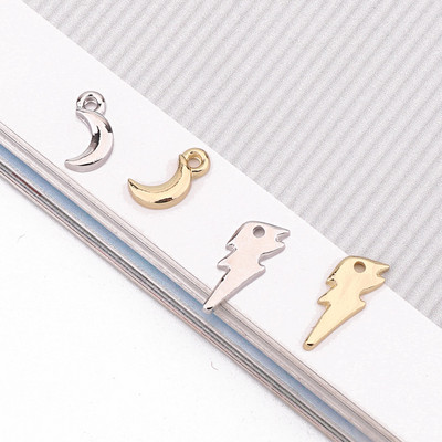 5 bucăți 15 mm cercei cu fulger strălucitor, cu lună, brelocuri, rezultate din aliaj, mici, mini brățară, colier, pandantiv, fabricare de bijuterii