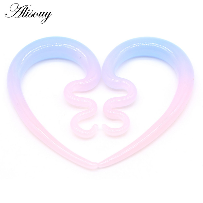 Alisouy 2 buc 6/8/10mm cârlig în formă de ureche din sticlă colorată pentru femei, dop expansor de ureche, tuneluri, targă, cercei, piercing, bijuterii pentru corp