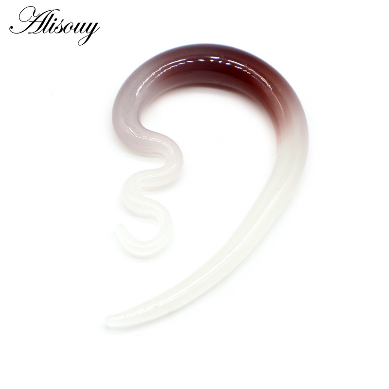 Alisouy 2 buc 6/8/10mm cârlig în formă de ureche din sticlă colorată pentru femei, dop expansor de ureche, tuneluri, targă, cercei, piercing, bijuterii pentru corp