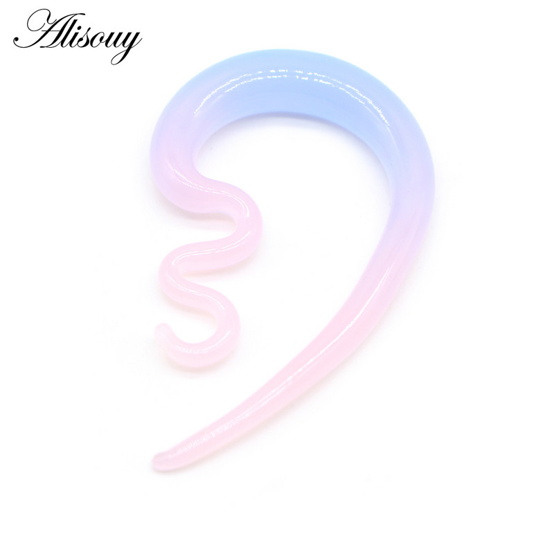 Alisouy 2 buc 6/8/10mm cârlig în formă de ureche din sticlă colorată pentru femei, dop expansor de ureche, tuneluri, targă, cercei, piercing, bijuterii pentru corp