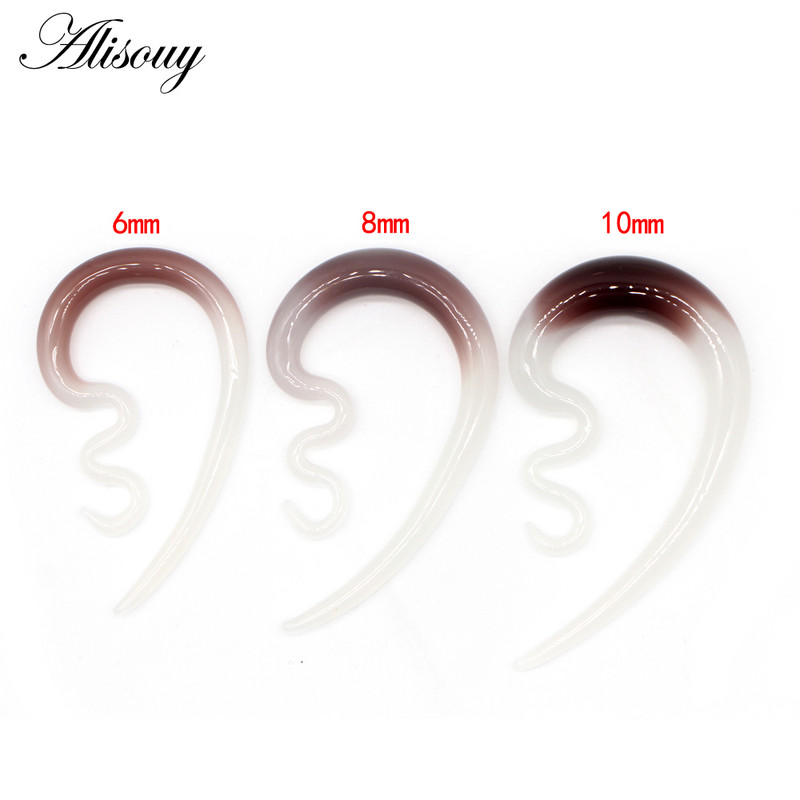 Alisouy 2 buc 6/8/10mm cârlig în formă de ureche din sticlă colorată pentru femei, dop expansor de ureche, tuneluri, targă, cercei, piercing, bijuterii pentru corp