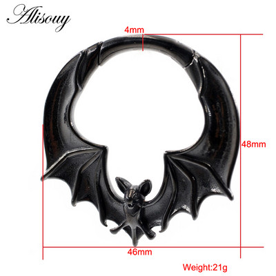 Alisouy 1PC Cercei din oțel inoxidabil Greutate pentru ureche de liliac, cu umeraș, expansor, dopuri, calibre, cercei, piercing pentru corp, bijuterii