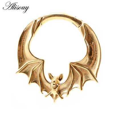 Alisouy 1PC Cercei din oțel inoxidabil Greutate pentru ureche de liliac, cu umeraș, expansor, dopuri, calibre, cercei, piercing pentru corp, bijuterii