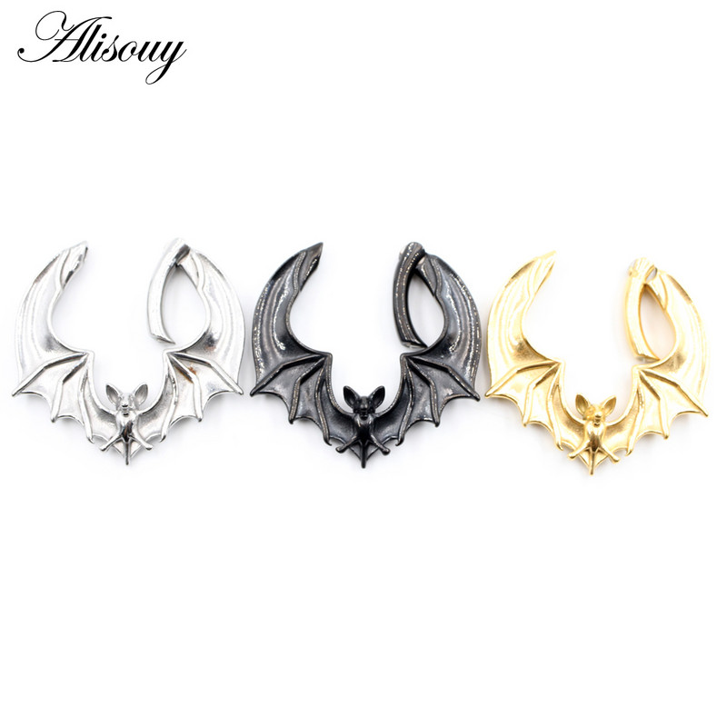 Alisouy 1PC Cercei din oțel inoxidabil Greutate pentru ureche de liliac, cu umeraș, expansor, dopuri, calibre, cercei, piercing pentru corp, bijuterii