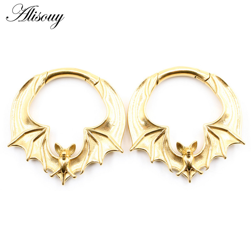 Alisouy 1PC Cercei din oțel inoxidabil Greutate pentru ureche de liliac, cu umeraș, expansor, dopuri, calibre, cercei, piercing pentru corp, bijuterii