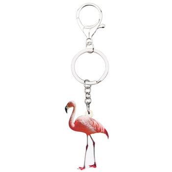 Bonsny Ακρυλικό Κομψό Flamingo Μπρελόκ Πουλιών Μπρελόκ Μπρελόκ Θήκη δαχτυλιδιών Καινοτομία Ζωικό κόσμημα για Γυναικείες τσάντες για κορίτσια Κρεμαστό πορτοφόλι