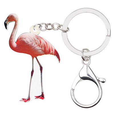 Bonsny acrilic elegant flamingo pasăre brelocuri brelocuri suport inele noutate bijuterii animale pentru femei fete geanta portofel pandantiv