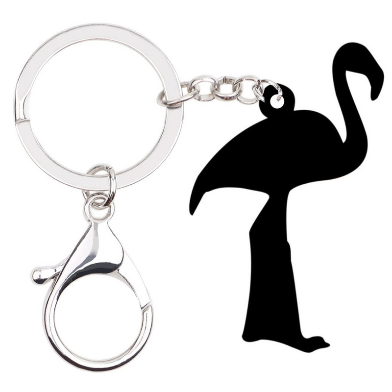 Bonsny acrilic elegant flamingo pasăre brelocuri brelocuri suport inele noutate bijuterii animale pentru femei fete geanta portofel pandantiv