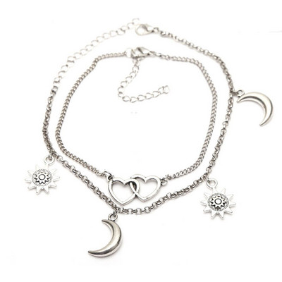 Comerț exterior New Sun Love Heart Crescent Simplu gleznă Personalitate Simplă Plajă Accesorii pentru picioare Din aliaj Bijuterii
